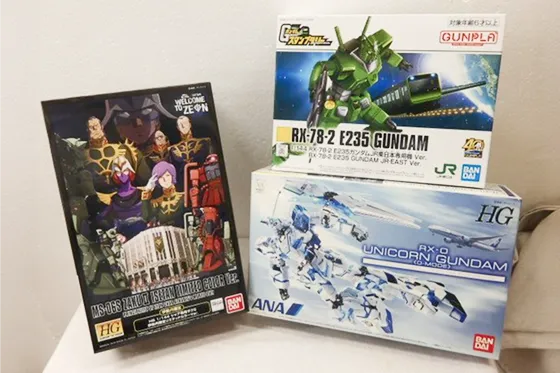 HG ユニコーンガンダム ANAオリジナルカラーver. HG シャア専用ザクⅡ 伊勢丹限定リミテッドカラーver. HG ガンダムJR東日本専用機ver.